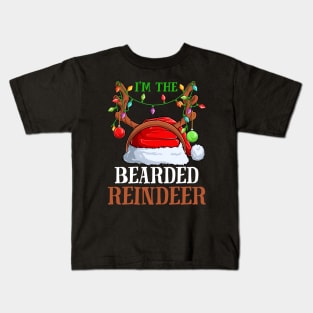 Im The Bearded Reindeer Christmas Funny Pajamas Funny Christmas Gift Kids T-Shirt